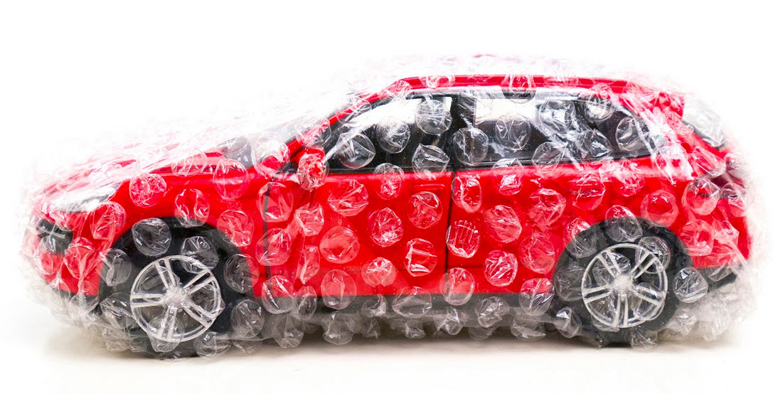 bubble wrapped car